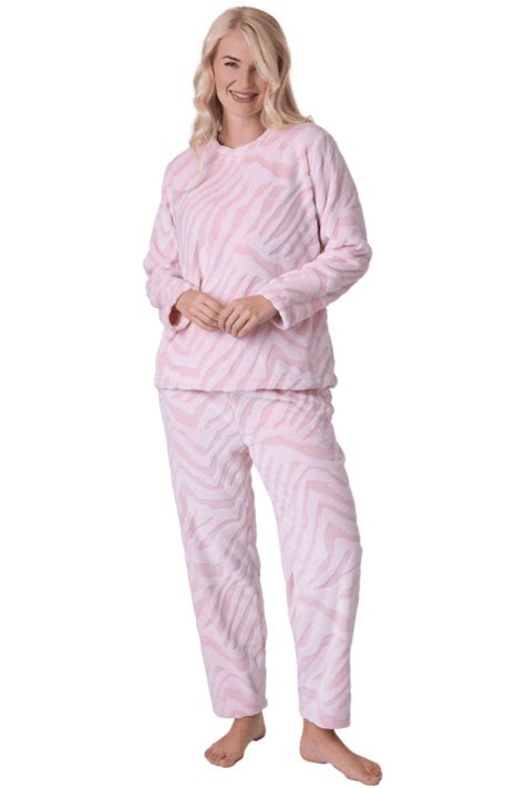 Camille Womens Supersoft Printed Full Length Pyjama Set Pink Camille From Camille Lingerie Uk