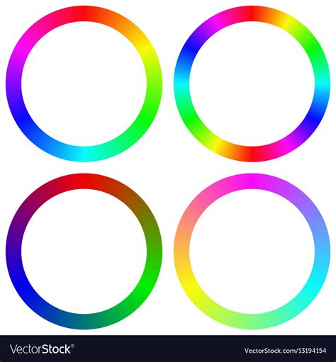 Isolated gradient rainbow circle color palette set