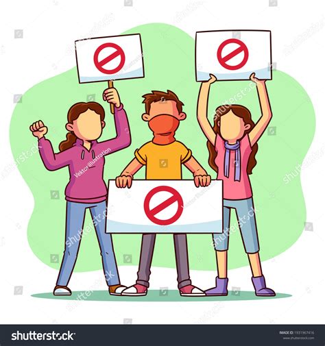 People Placards Protest People Crowd Holding Stock Vector Royalty Free