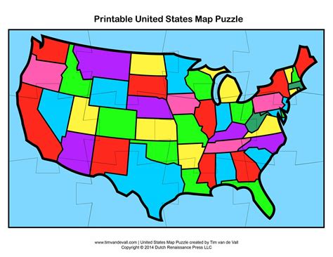 50 States Map For Kids Puzzle Map