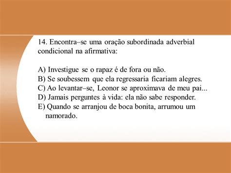 Exercícios Orações Subordinadas Adverbiais