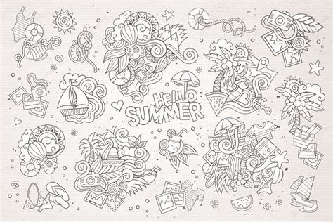 Hand Drawn Objects Vector Design Images Summer And Vacation Hand Drawn