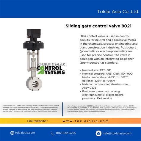 Type 8021 Sliding Gate Control Valve TOKLAIASIA