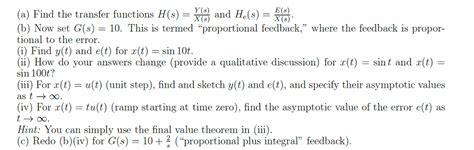 Answered A Find The Transfer Functions H S  Bartleby