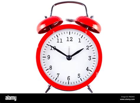 Vintage Retro Red Alarm Clock Isolated On White Background Stock Photo