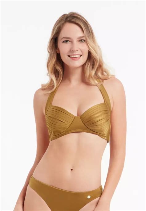 Buy Sunseeker Riviera Amber Pleated Halter Neck Bikini Top Online Zalora Philippines