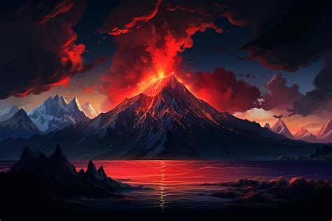 Premium Ai Image Volcano In The Style Of Low Poly Art