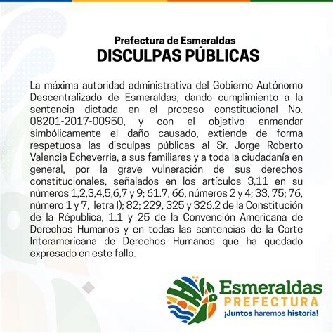 Disculpas Públicas - Gobierno Autónomo Descentralizado de la Provincia