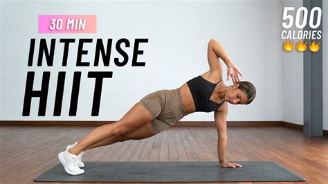 30 Min Intense Hiit Workout For Fat Burn And Cardio Burn 500 Calories At Home No Equipment