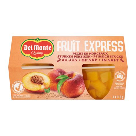 Del Monte Fruit Express Stukken Perziken Op Sap 4 X 113g Aanbieding Bij