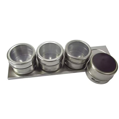 Porta Condimento Em Inox - Porta Condimento em INOX com 4 peças Magnético - Novo Lar - Lojas ...