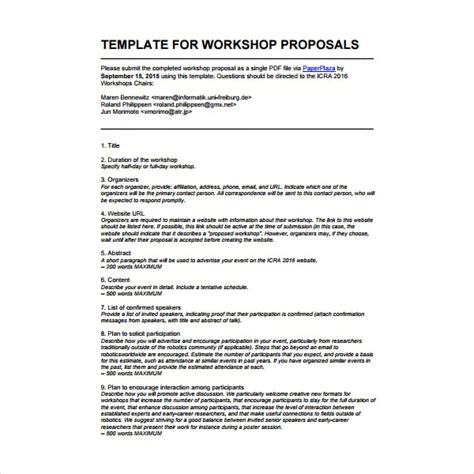 How To Write A Workshop Proposal Pdf Word