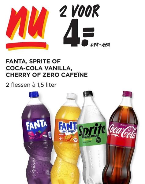 FANTA SPRITE OF COCA COLA VANILLA CHERRY OF ZERO CAFEÏNE aanbieding