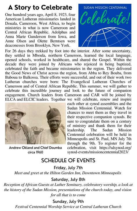 Sudan Mission Centennial Celebration - MNO Synod