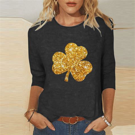 Blvb Womens 3 4 Sleeve St Patricks Day Shirts Casual Crewneck Festival