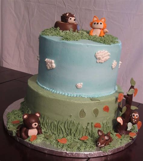 J S Cakes Woodland Creatures Baby Shower Cake Baby Shower Cupcake Cake