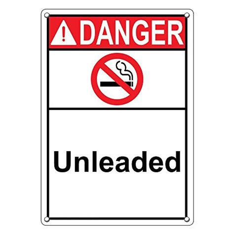 Weatherproof Plastic Vertical Ansi Danger Unleaded Sign With English Text And Symbol