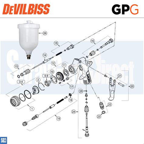 devilbiss gpg gravity spray gun  pri parts breakdown