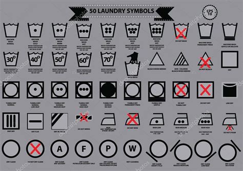 Conjunto De Símbolos De Lavandería Lavado Seco Lavado En Seco Hierro Explicó Ilustración