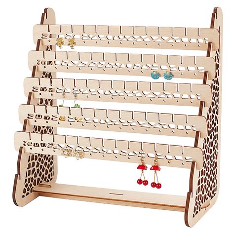 Pandahall Elite Holes Earring Organizer Tier Wood Earring