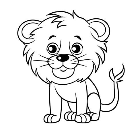 coloring page   cute lion outline sketch drawing vector lion