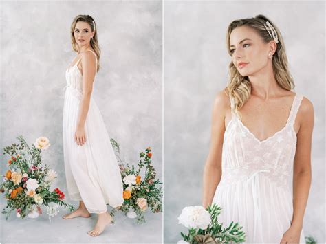 Vtg S Ivory Blue Lingerie Nightgown Slip Dress Boudoir Embroidered Star S Etsy