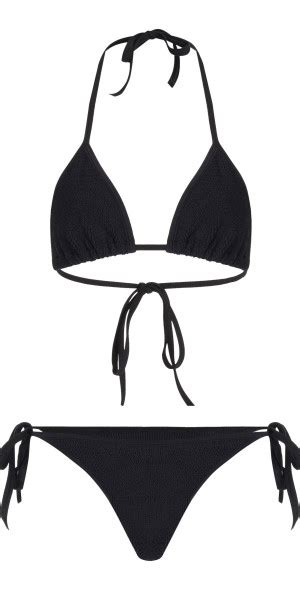 Hunza G Gina Seersucker Bikini Black Os