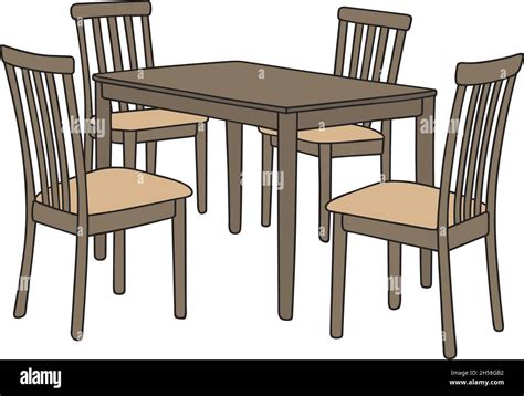 The vectorized hand drawing of the table and four chairs Stock Vector ...