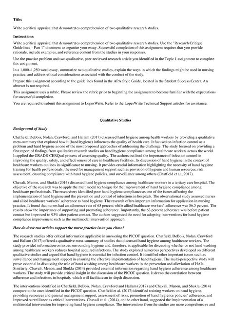 Article Critique Critical Appraisal Browsegrades