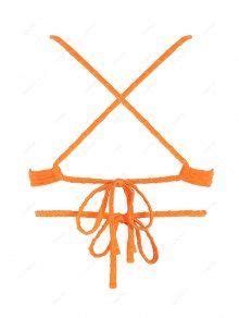 ZAFUL Criss Cross Honeycomb Textured Star Shaped Bikini Top In ORANGE ZAFUL
