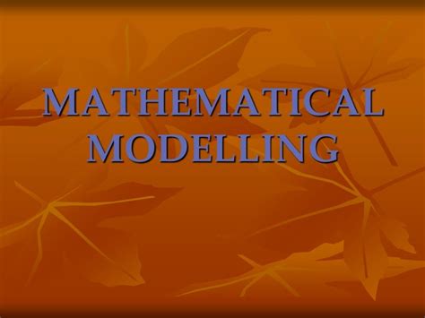 Mathematical modelling
