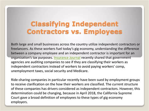 Classifying Independent Contractors Vs Employees Ppt