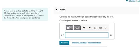 Solved A Man Stands On The Roof Of A Building Of Height Part Chegg