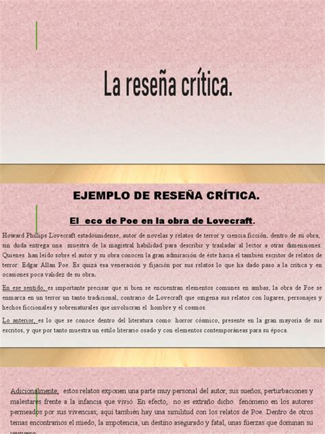 Ejemplo De Reseña Crítica Pdf