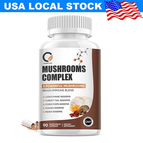 90x Mushroom Complex Supplement Lions Mane Reishi Shiitake Immune Capsules Ebay