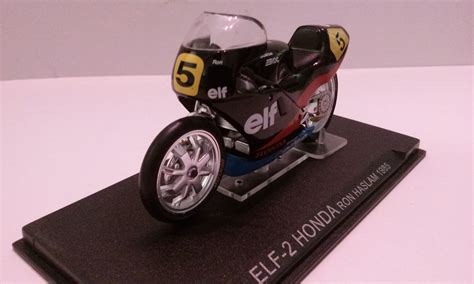 MOTO BIKE ELF 2 HONDA NEGRA RON HASLAM 1985 MINIATURAS COLECCION A