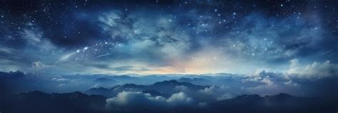premium photo night sky  stars  clouds panoramic view