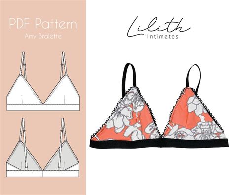 Amy Bralette PDF Sewing Pattern Lingerie Sewing Patterns Basic Triangle Bra Etsy