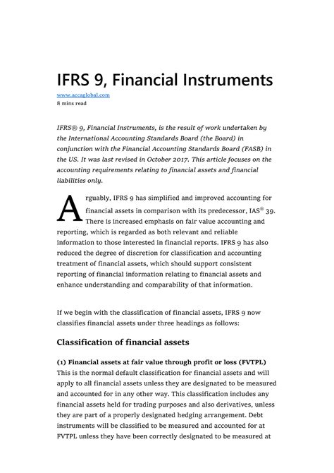 7 Ifrs 9 Financial Instruments Bachelors Of Accountacy Studocu