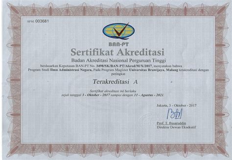 Status dan Sertifikat Akreditasi – Program Studi Magister Administrasi ...