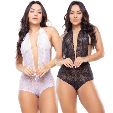 kit Body Decote Frente Unica Sexy Rendado Lingerie Costa Nua Renda Sensual Melhor Preço