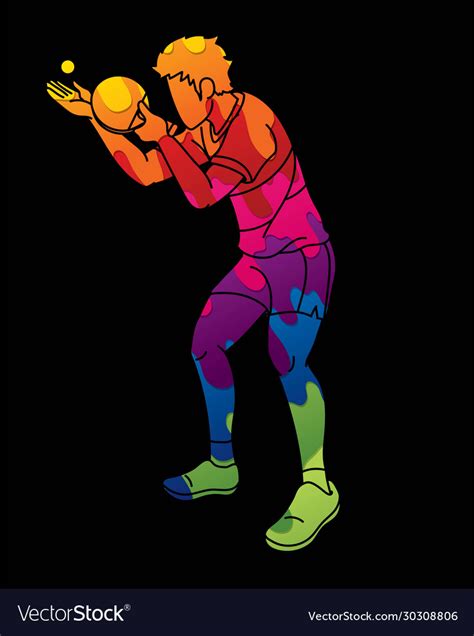 Ping Pong Player Table Tennis Action Cartoon Vector Image