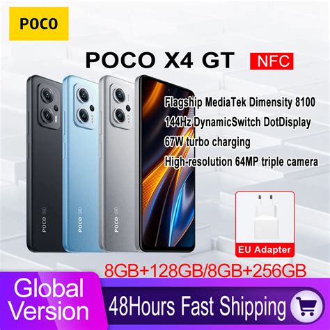 Versão global poco x4 gt 5g smartphone 128gb/256gb dimensão 8100 64mp ...