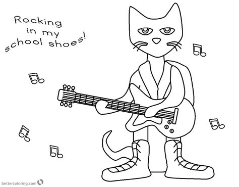 Pete The Cat Coloring Pages Rocking In My School Shoes Free Printable