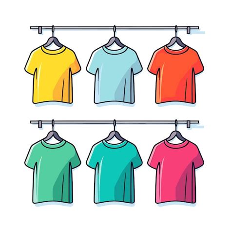 Premium Vector A Collection Of Shirts Hanging On A Rack With One That