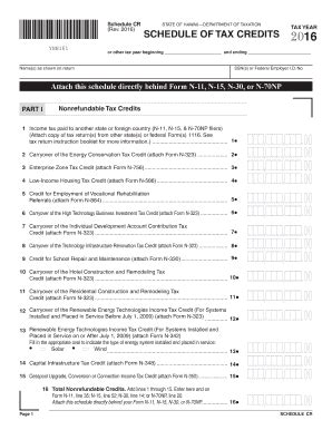 Fillable Online Schedule Cr Rev Schedule Of Tax Credits Forms