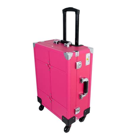 Maleta Maquiagem Camarim LED ABS Couro PU PEL M1030 Rosa MadeiraMadeira