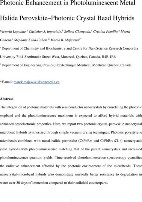 Photonic Enhancement In Photoluminescent Metal Halide Perovskite