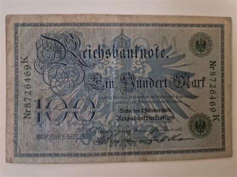 REICHSBANKNOTE GELDSCHEIN DEUTSCHE Ein Hundert 100 Reichs Mark 07