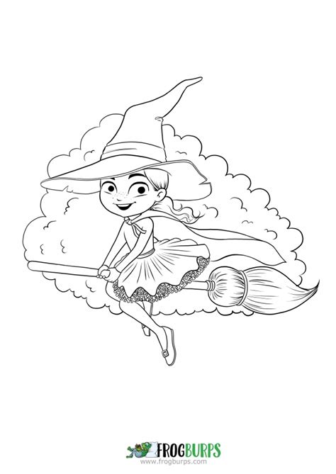 Милые раскраски с девочкой ведьмочкой на Хэллоуин - YouLoveIt.ru